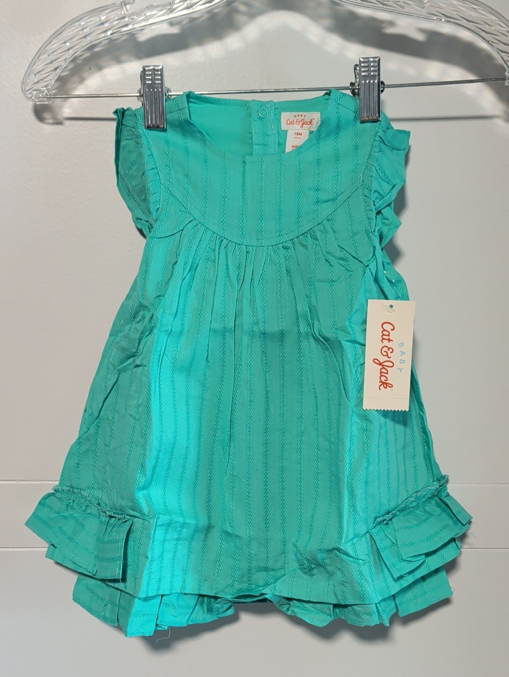 Cat & Jack Teal Ruffle Dress W/Bloomer